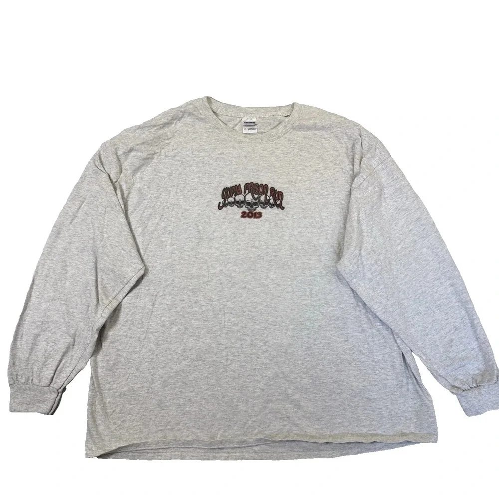 Yuma Prison Run 2013 Men's Long Sleeve Shirt 3XL Gray Skull Biker Motorcycle